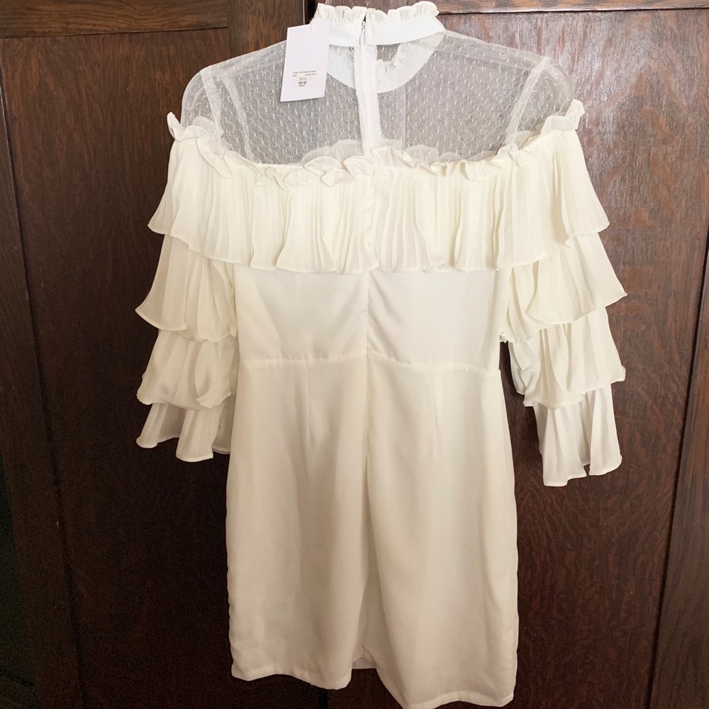 White Ruffle Sleeve Dress - Picture 5 of 8
